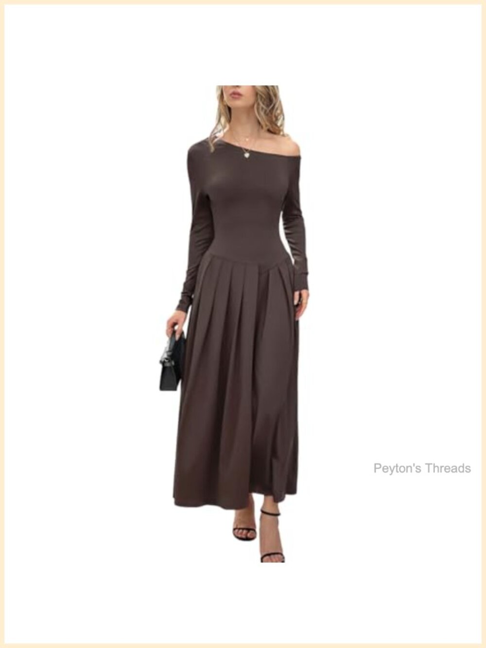 Off Shoulder Long Sleeve Midi Dress Formal Cocktail Wedding Guest